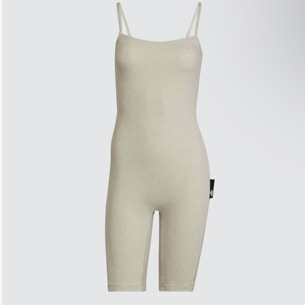 adidas Women's Cream Knit Spaghetti-Strap Biker Romper